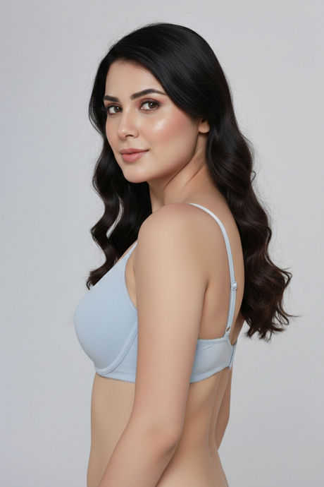 Zivame Padded Plunge Wired Medium Coverage Tshirt Bra - Ice Water — image 3